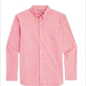 NWT Vineyard Vine OTG Performance M Long Sleeve Shirt Just Peachy Gingham Orange